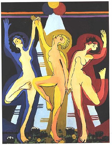 Ernst Ludwig Kirchner Colourfull dance Norge oil painting art